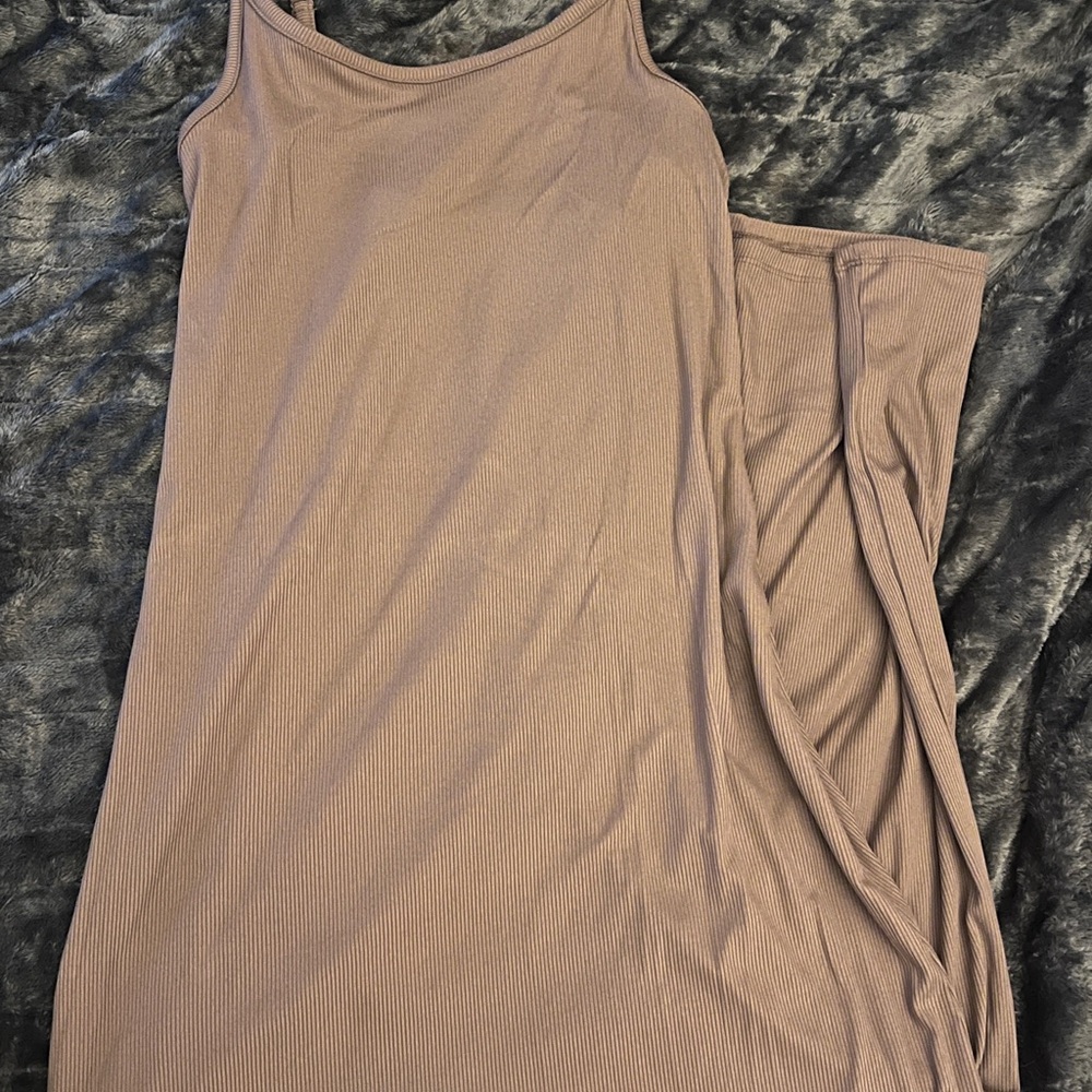 Ribbed Beige Maxi Dress